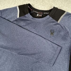 Spyder Active Shirt Mens M Blue/Black‎ ProWeb Crew Neck Long Sleeve Pullover
